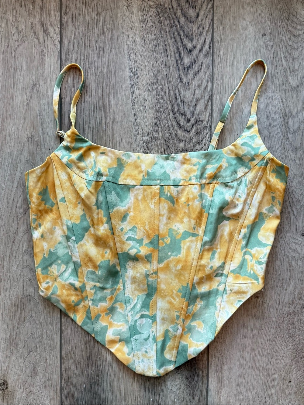 NWT Fashion Nova Corset Bodysuit in Yellow & Green